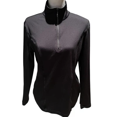 Blusa Nils Feminina Tamanho M Preta Robin 1/4 Zíper Camada Base Esqui Neve Blingy Zíper EC! - Imagem 1 de 4