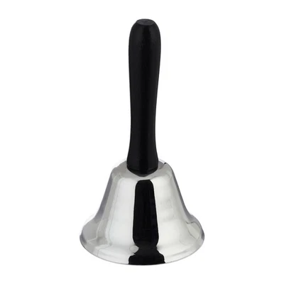 2x campanelli tavolo 12 cm, manico legno, argento – Set reception & scuola - Immagine 1 di 4