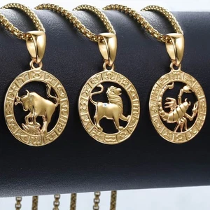 Halskette mit Anhänger Herren Damen 12 Horoskop Sternzeichen Gold - Bild 1 von 14