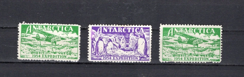 AUSTRALIA.  1954 ANTARCTICA EXPEDITION.  3 POSTER STAMPS.  UNUSED. - Image 1 of 1