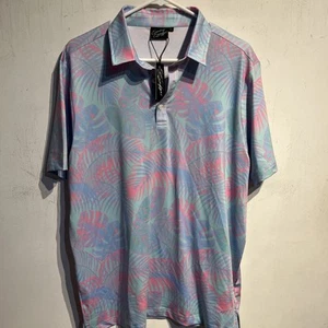 New With Tags Sunday Swagger Tropical Performance Golf Polo Shirt Men’s Sz Large - Picture 1 of 11