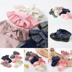 Baby Ribbed Cotton Socks Lace Princess Socks Ankle Bow Girls BOW SOCKS