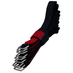 10x Klett Kabelbinder 300 x 20mm Schwarz Rot gekreuzt Wiederverwendbar Klettbind - Picture 1 of 2