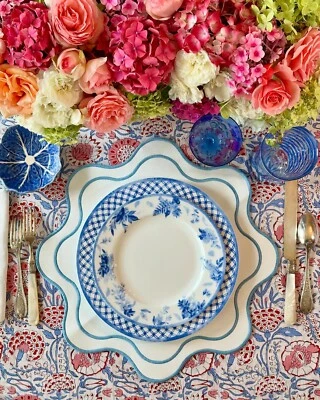 Faux Leather Placemat, Scalloped Edge, Waterproof, Embroidered Placemat - Image 1 of 4