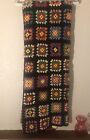 Couverture carrée vintage faite main crochet grand-mère afghane multicolore 83 1/2 X 54