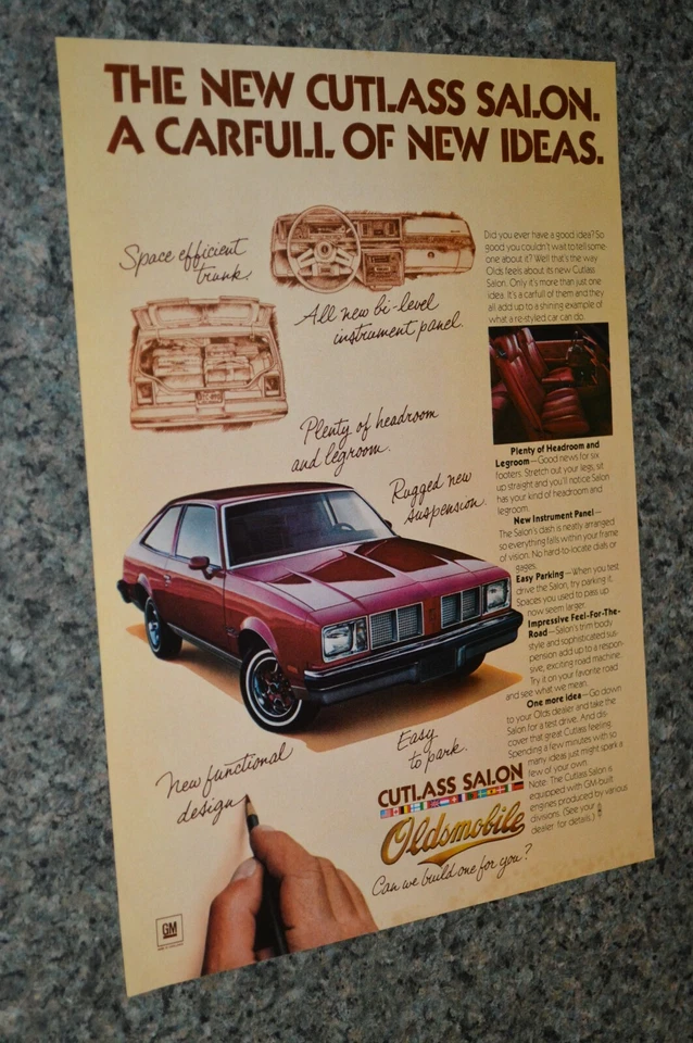 1977 OLDSMOBILE CUTLASS SALON ORIGINAL ADVERTISEMENT PRINT AD 77 - Image 1 of 1