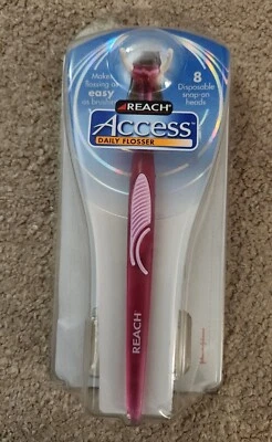 ¡NUEVO! Hilo dental diario Pink Reach Access con 8 cabezales desechables a presión  Foto 1 de 2