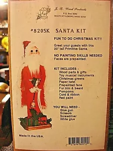 VINTAGE (N.I.B.) SANTA KIT # 820SK made by J. B. WOOD PRODUCTS / MADE IN USA - Picture 1 of 6