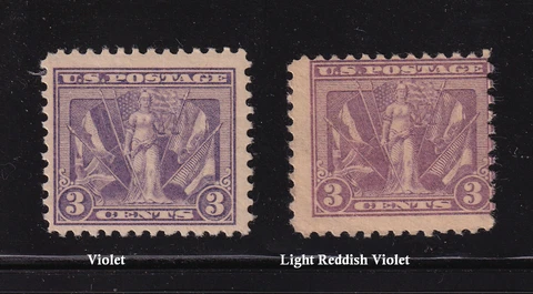1919 Victory Allies in WW I  Sc 537b 3c light reddish violet MNH CV $300 (A Cover
