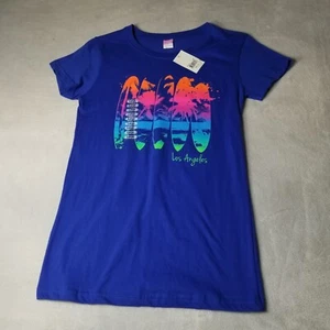 Los Angeles Souvenir Girls T-Shirt Royal Blue w/ Surfboards Ocean Size L NEW - Picture 1 of 6