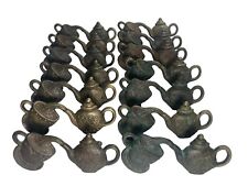Vintage Brass Drawer Pulls Knobs 30 Pc Teacup Teapot Coffee Wine Jug Whimsy Cafe
