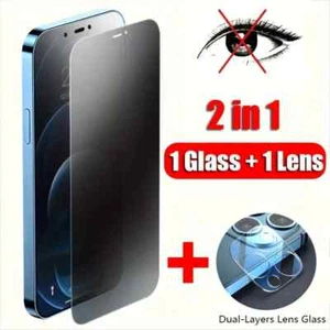 Película de vidrio y lente de privacidad 5D para iPhone 15 14 13 12 Pro Max 14 Plus cubierta - Imagen 1 de 10