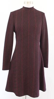 Ivanka Trump Black Red Mock Neck Geometric Print A Line Dress Size 4 Retro - Image 1 of 4