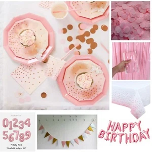 Pink and Gold Party Supplies Tableware,Decorations & Balloons, Wedding Hen Party - Picture 1 of 36
