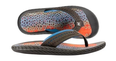 TALLA #13 SANDALIA ABATIBLE KORKERS PEZ DEYOUNG MARRÓN TRUCHA SUELA FIJA KLING-ON CUBIERTA Foto 1 de 4