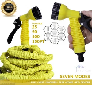 7 Functions Retractable Expandable Magic Stretch Garden Hose Pipe & Spray Gun Uk - Picture 1 of 5