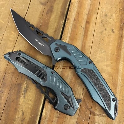 Tac-Force Blue & Black Trailing Point Spring Assisted Fishing & Hunting Knife 4" - Image 1 of 4
