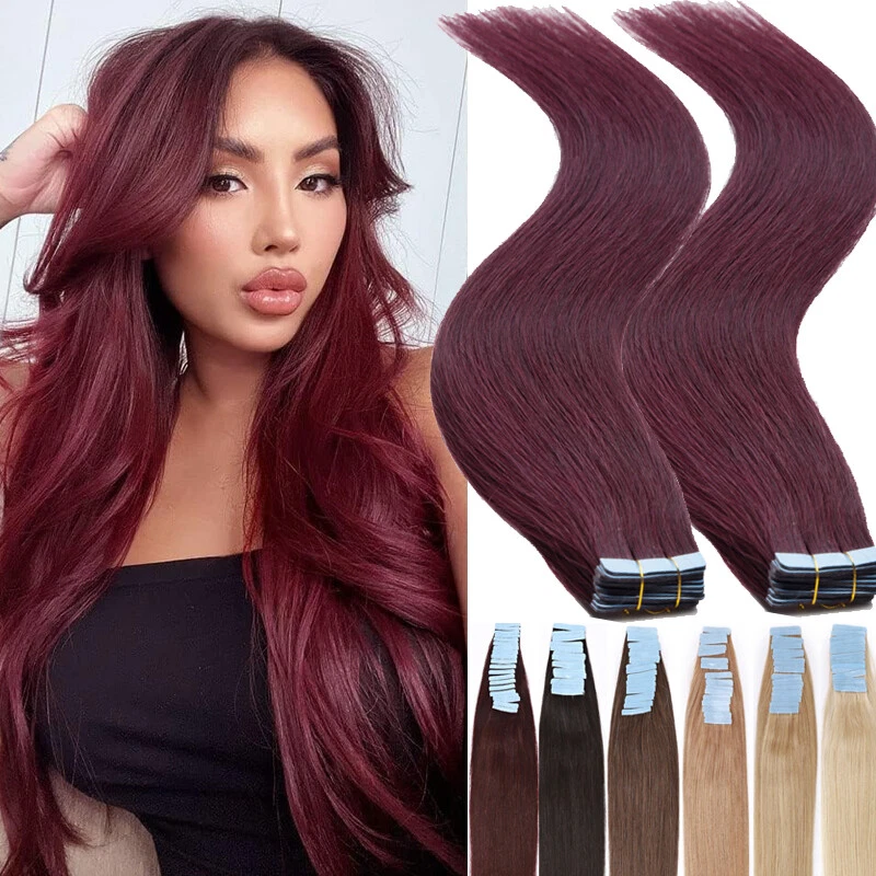 S-NOILITE 60 Stück Tape in Hair Extensions 100% Remy Echthaar Haarverlängerung Tresse Dick