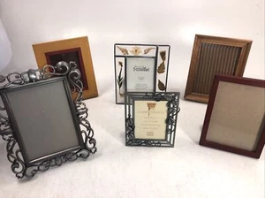 Lot of 6 Metal & wood picture frames 3.5X5 And 5X7 - Picture 1 of 7