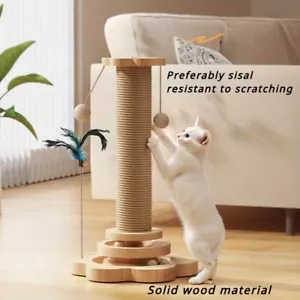Tiragraffi per albero gatto in legno resistente, bacchette teaser e tiragraffi - Foto 1 di 7