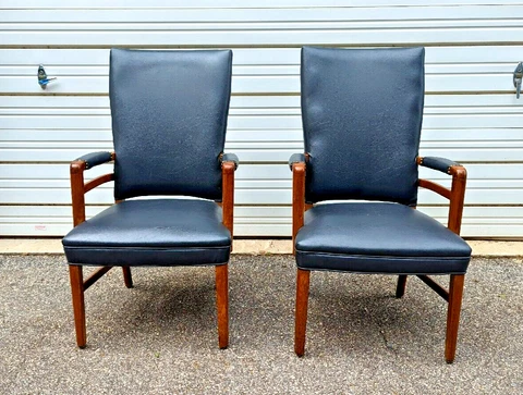 W.H. Gunlocke Chair Highback Armchair walnut/fruitwood framed - matching pair Cover