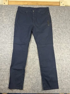 Oakley Mens Blue Cotton Blend Flat Front Khaki Chino Pants 36x32 Made In Italy - Picture 1 of 7