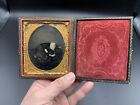 Antique Daguerreotype Photo Young Child Baby Pink Cheek Hand Colored In Dress