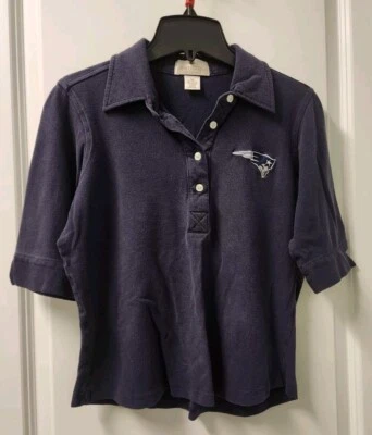 Camisa polo de golf Antigua para mujer New England Patriots azul talla mediana manga corta Foto 1 de 4
