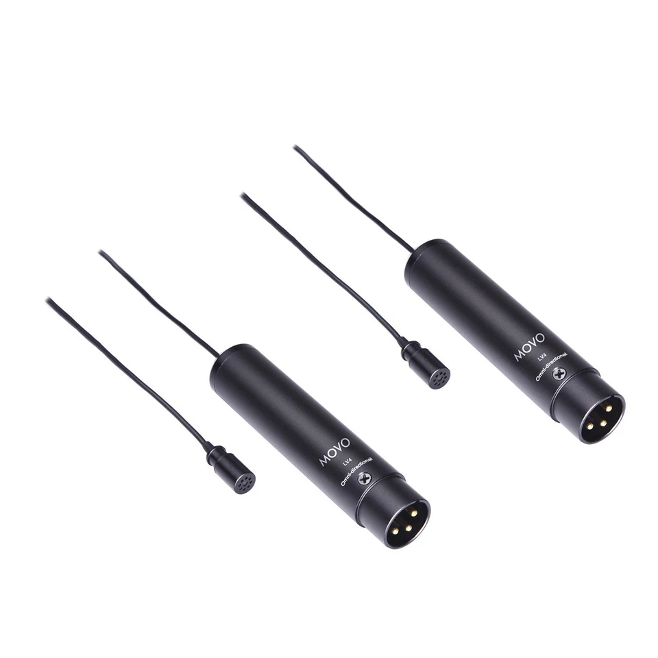 Movo LV4-O2 XLR Lavalier Omnidirectional Microphone w/Clip + Windscreen - 2 PACK - Image 1 of 1