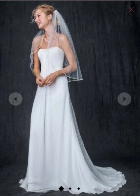David’s bridal sheath gown with beaded sweetheart neckline size 6 - Image 1 of 4