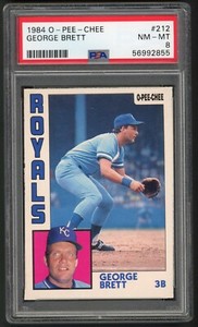1984 O-Pee-Chee George Brett Kansas City Royals #212 PSA 8 NM-MT HALL OF FAME