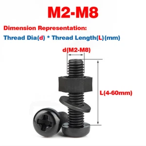 Nylon Cross Round Head Screw Nut Flat Washer Three Combination M2-M8 - Picture 1 of 7