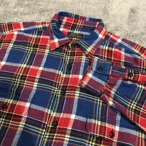 $145.00 Polo Ralph Lauren Para hombres XLT Camisa de Trabajo Sarga a Cuadros Azul Real/Rojo Multi - Imagen 1 de 9