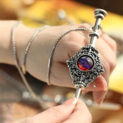 🧙‍♀️Collana Bacchetta Magica Gotica|Ciondolo Strega Vintage Amuleto Rimovibile - Immagine 1 di 4