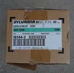 BOX WITH 60 SYLVANIA EXIT SIGN 20W 120V Model 20T6.5/DC/IF 18144-2 - Picture 1 of 4