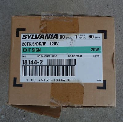 BOX WITH 60 SYLVANIA EXIT SIGN 20W 120V Model 20T6.5/DC/IF 18144-2 - Image 1 of 4