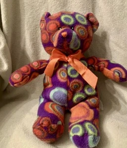 Sugarloaf Flourescent Teddy Bear Plush 14” Multicolor Lovey Stuffed Animal - Picture 1 of 5
