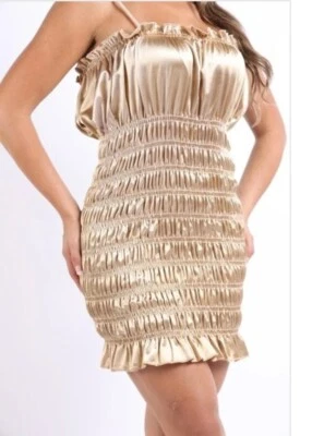 Mini Vestido Mujer Callado Reunido Coquette Glam Desnudo Talla L Grande  Foto 1 de 4