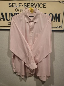 Burberry London Pink Long Sleeve Cotton Dress Shirt Size 18 1/2 35 B Men USA - Picture 1 of 7