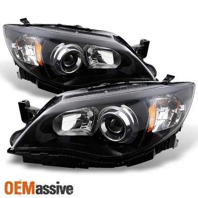 Fit 2008-2011 Impreza 2008-2014 WRX Halogen Black Projector Headlights - Image 1 of 4