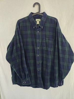 Vtg LL BEAN L Sleeve Blue Green Tarton Plaid Button Flannel Shirt. Mens Sz XXL - Image 1 of 4