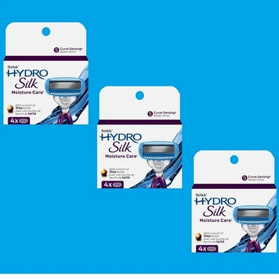 3 paquetes de afeitadora Schick Hydro Silk cuidado de la humedad 5 hojas paquete de 4 cartuchos en total Foto 1 de 4
