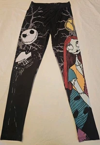 HOT TOPIC Disney Nightmare Before Christmas Jack & Sally Leggings  Medium  - Picture 1 of 9