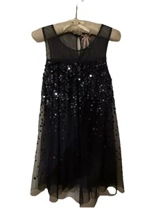 Party dark Navy Dress sleeveless chiffon & Sequin Girls age 7 Years NEXT Rp £45 - Picture 1 of 8