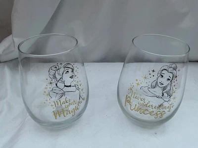 Bicchieri Principesse Disney Nero e Oro Principessa Schizzi e Detti Incisi - Immagine 1 di 4