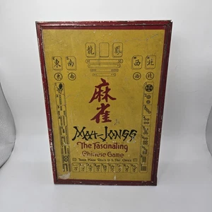 ANTIQUE MAHJONG Set 143 Bamboo Tiles & 126 Bone Game Sticks Lrg & Sm 1923 Tinbox - Picture 1 of 24