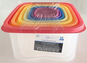 Mainstays Plastic Rainbow Food Storage Set, Multi Color, 14 Count/7 Containers. - Picture 1 of 10