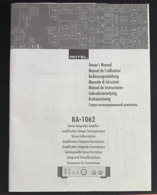 Rotel RA-1062 Stereo Integrated Amplifier Owner’s Manual – Multi-language - Image 1 of 2
