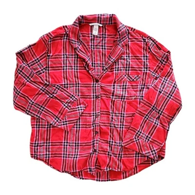 Victoria's Secret женщин большой красный и розовый клетку фланелевая пижама рубашка Рождество - Изображение 1 из 4