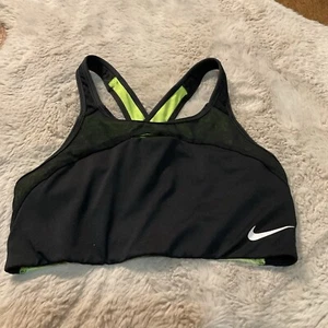 Sujetador deportivo Nike delantero recortado malla trasero para mujer pequeño negro verde lima - Imagen 1 de 10
